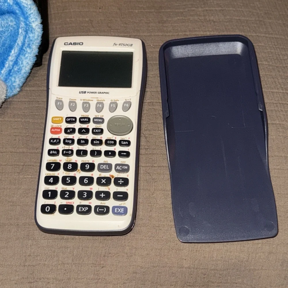 Casio FX-9750GII Graphing Calculator White - EUC no Cords WORKS